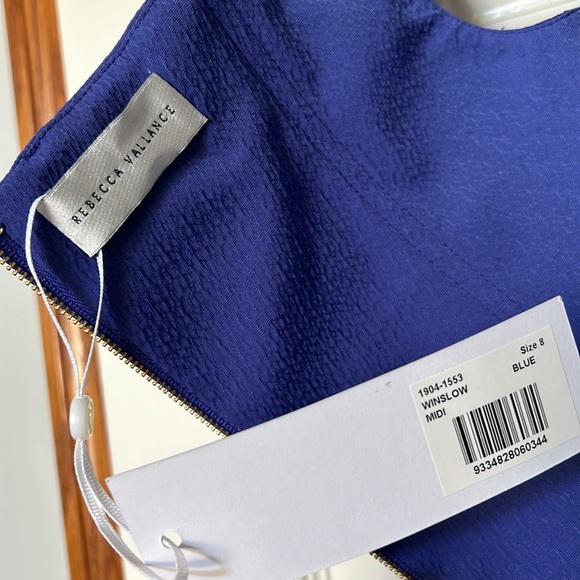 Rebecca Vallance Winslow Royal Purple Midi Dress Bow Sleeves NWT - Picture 6 of 8